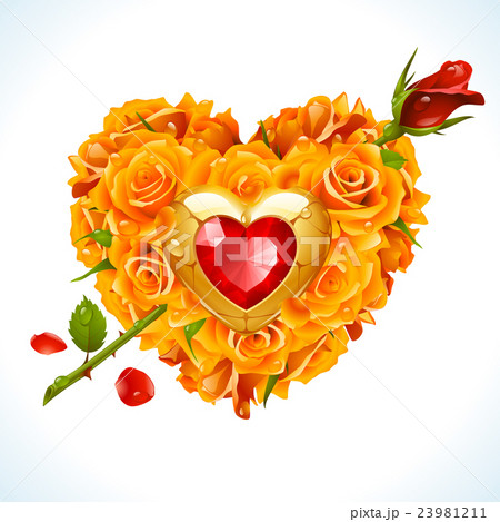 Vector yellow Roses in the shape of heart 23981211
