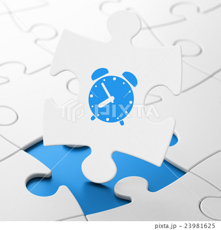 Timeline concept: Alarm Clock on puzzle background 23981625