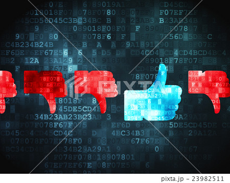 Social network concept: Thumb Up, Down on digital Social network concept: Thumb Up, Down on digital 23982511