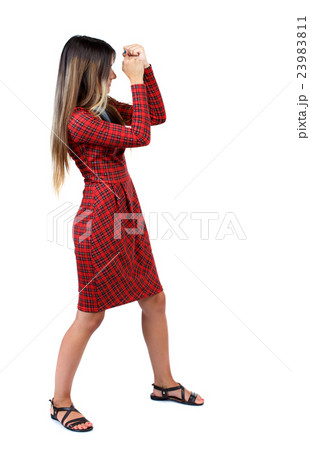 skinny woman funny fights waving his arms and legs skinny woman funny fights waving his arms and legs 23983811