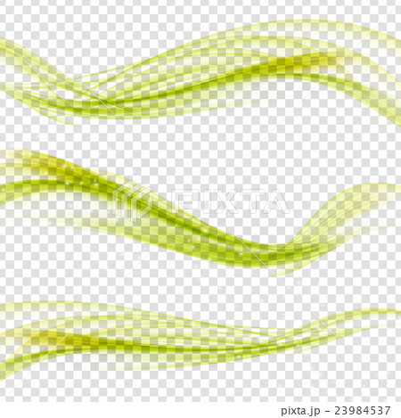 Abstract Green Wave Set on Transparent  Background 23984537
