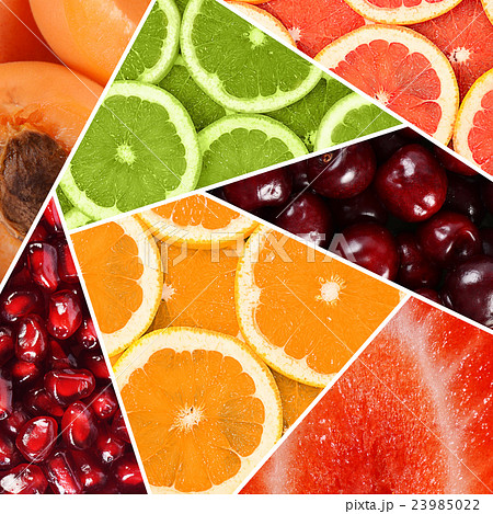 Collage from various fruit close up 23985022