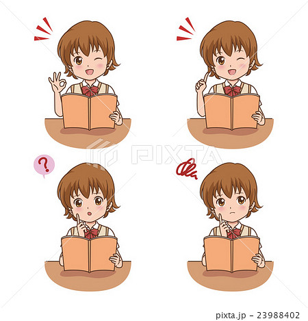 女の子 学生 イラストのイラスト素材