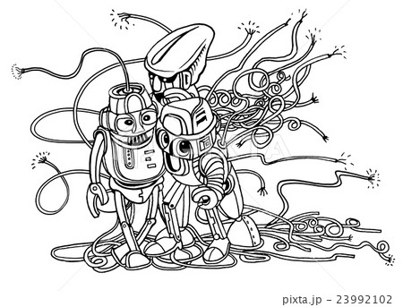 Hand Drawn Vector Illustration of Doodle robot 23992102