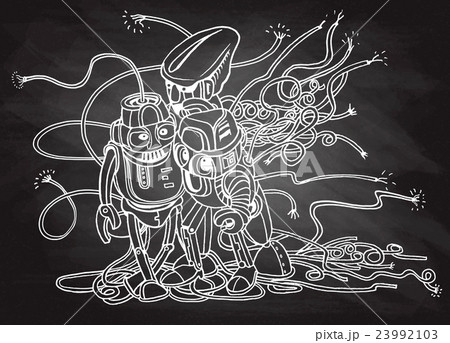 Hand Drawn Vector Illustration of Doodle robot 23992103