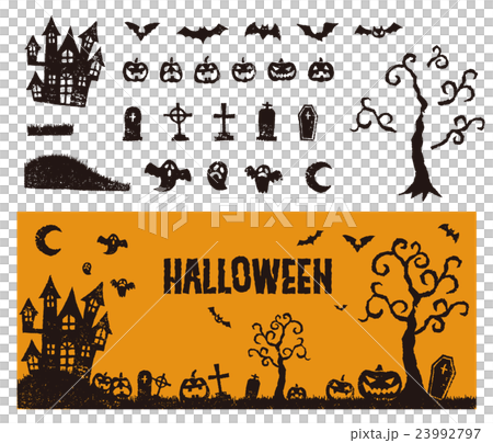 ハロウィンアイコンとバナー ハロウィンアイコンとバナー 23992797
