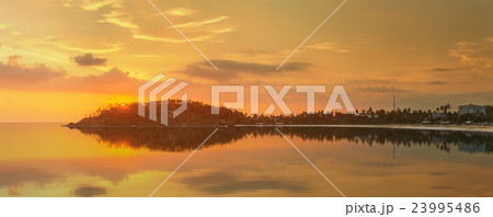 Romantic untouched tropical beach on sunset Romantic untouched tropical beach on sunset 23995486