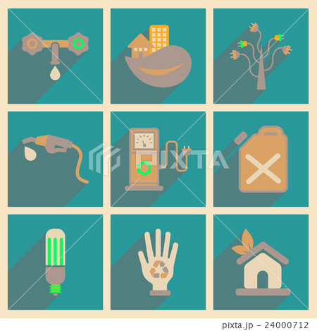 Concept of flat icons with long shadow eco safety 24000712
