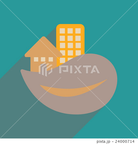 Flat web icon with long shadow Eco-house  24000714