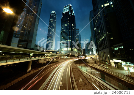 traffic in Hong Kong at sunset time 24000715