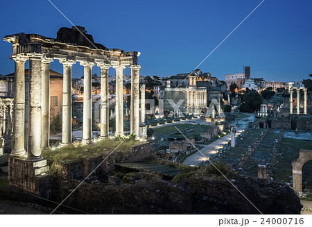 Roman Forum in Rome at sunset, Italy 24000716
