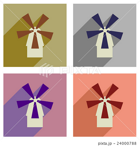 Concept of flat icons with long shadow mill  24000788