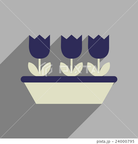Flat web icon with long shadow tulips Flat web icon with long shadow tulips 24000795