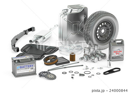 set of car parts, 3D rendering 24000844