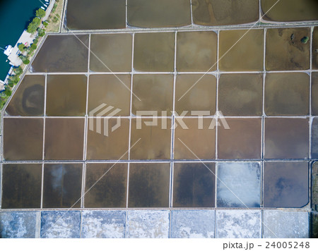 Aerial view of saltworks in Ston town. 24005248