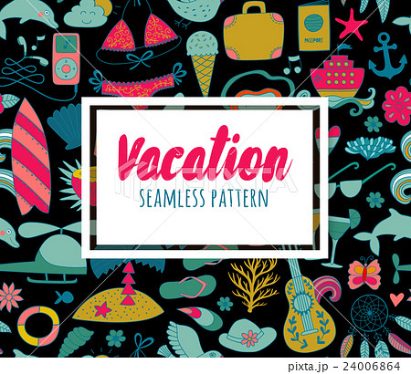 Summer vacation set doodle elements, seamless 24006864