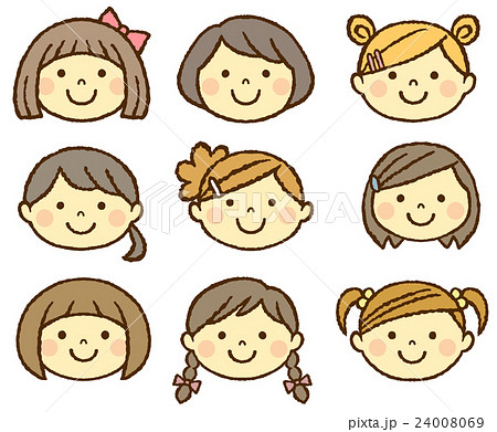 A Lot Of Girls Face Stock Illustration