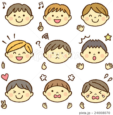 Boys Emotions And Facial Expressions Stock Illustration
