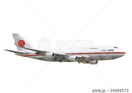 日本政府專業機器Signas b 747 - 200水彩畫-插圖素材[24009573