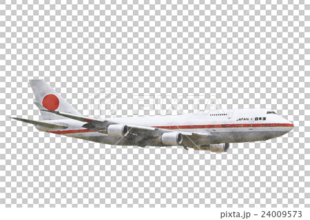 日本国政府専用機 シグナス b747-200 水彩画風 24009573