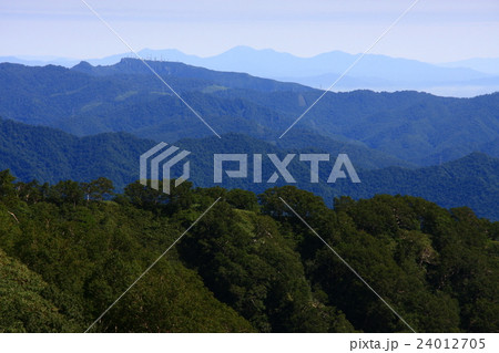 真夏の無意根山登山道から見る札幌周辺の山並み 真夏の無意根山登山道から見る札幌周辺の山並み 24012705