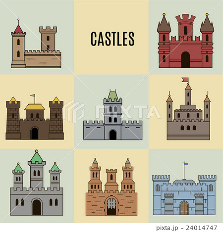 Vector color castle icon set. Vector color castle icon set. 24014747