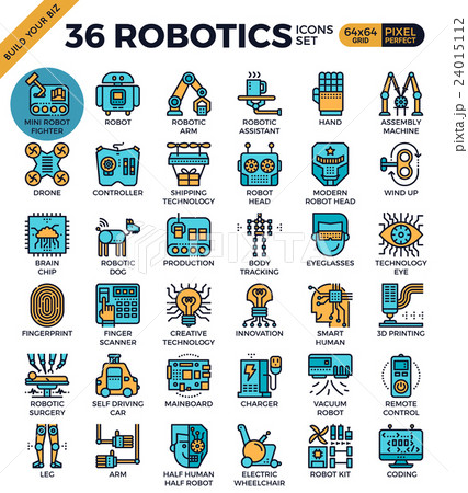 Robotic technology outline icons Robotic technology outline icons 24015112