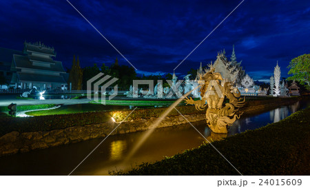 Wat Rongkhun temple in twilight or white temple. Wat Rongkhun temple in twilight or white temple. 24015609