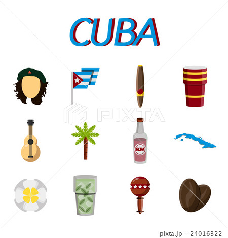 Cuba flat icon set Cuba flat icon set 24016322