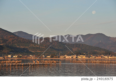 朝 月の入り 猪鼻湖 朝 月の入り 猪鼻湖 24016975