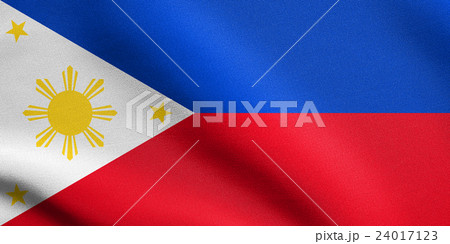 Flag of the Philippines waving with fabric texture 24017123