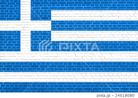 Flag of Greece on brick wall texture 24018080