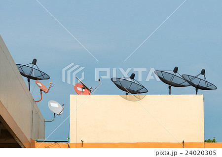 Satellite dishes on a residence Satellite dishes on a residence 24020305