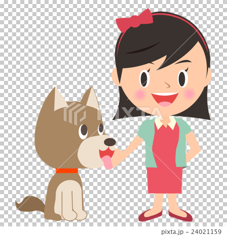 犬と遊ぶ女の子のイラスト素材 24021159 Pixta