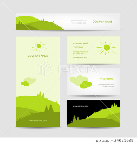 Business cards design with green meadow background 24021639