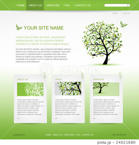 Website design template with green tree 24021680