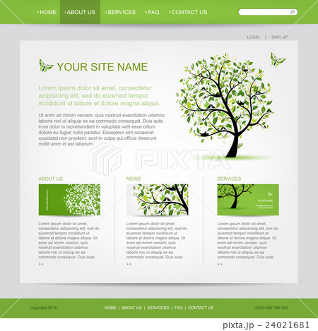 Website design template with green tree 24021681