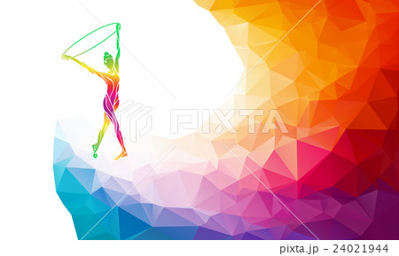 Silhouette of gymnastic girl on rainbow back Silhouette of gymnastic girl on rainbow back 24021944