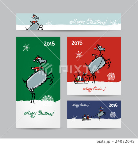 Funny goat santa. Christmas cards design. Funny goat santa. Christmas cards design. 24022045