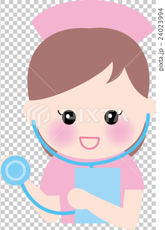 看護師 女性ナース 聴診器 笑顔のイラスト素材