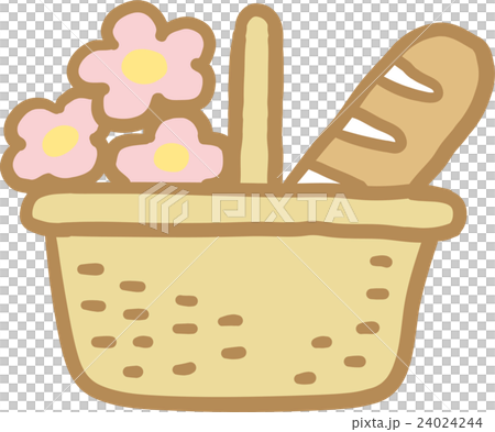 バスケットとパンのイラスト素材