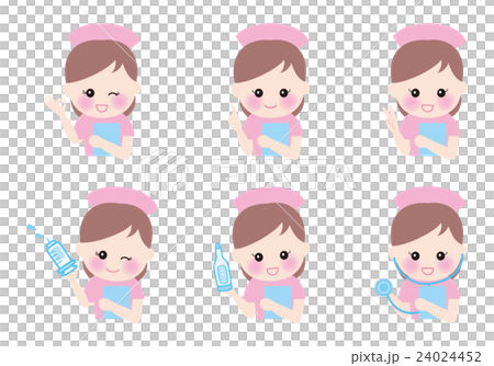 看護師　女性ナース　6ポーズ　笑顔 24024452