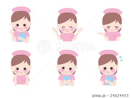 看護師　女性ナース　6ポーズ　笑顔 24024453