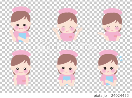 看護師　女性ナース　6ポーズ　笑顔 24024453