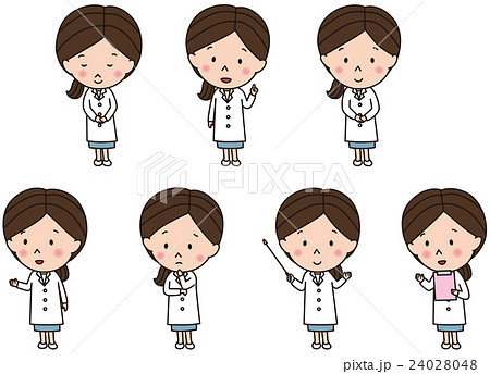 白衣 女性 セットのイラスト素材
