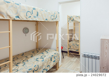Hostel interior - bedroom. double bed. interior Hostel interior - bedroom. double bed. interior 24029072