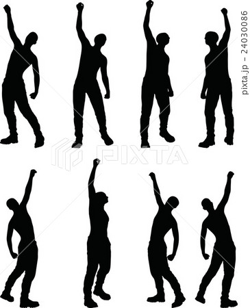 man silhouette in victorious, pose man silhouette in victorious, pose 24030086