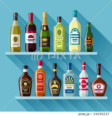 Alcohol drinks background design. Bottles for 24030237