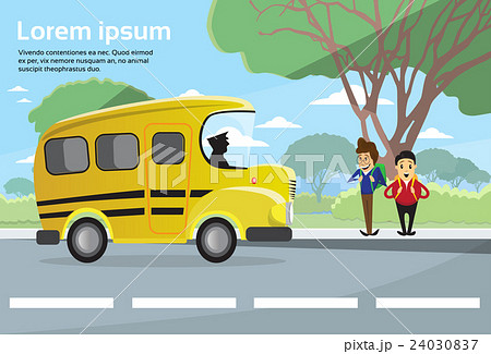 Schoolchildren Group Wait Bus School Education Schoolchildren Group Wait Bus School Education 24030837