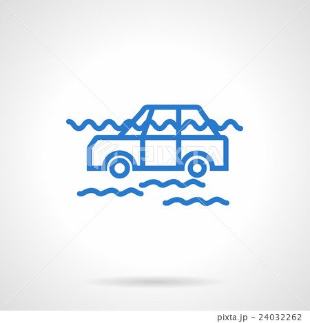 Car flood insurance blue line vector icon 24032262